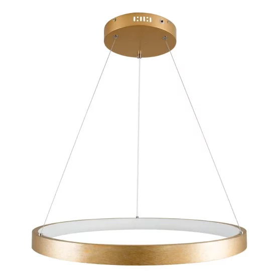 NEMESIS 61160 Μοντέρνο Κρεμαστό Φωτιστικό Οροφής LED 45W 5230lm 360° AC 220-240V IP20 Ρυθμιζόμενο Λευκό CCT με Χειριστήριο από 2700K έως 6000K Dimmable - Lumileds SMD Chip - Χρυσό Βούρτσας - Μ60 x Π60 x Υ4cm - 3 Χρόνια Εγγύηση