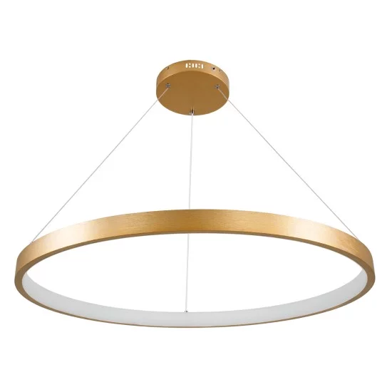 NEMESIS 61163 Μοντέρνο Κρεμαστό Φωτιστικό Οροφής LED 67W 7689lm 360° AC 220-240V IP20 Ρυθμιζόμενο Λευκό CCT με Χειριστήριο από 2700K έως 6000K Dimmable - Lumileds SMD Chip - Χρυσό Βούρτσας - Μ80 x Π80 x Υ4cm - 3 Χρόνια Εγγύηση