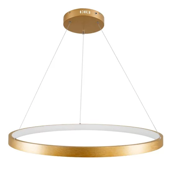 NEMESIS 61163 Μοντέρνο Κρεμαστό Φωτιστικό Οροφής LED 67W 7689lm 360° AC 220-240V IP20 Ρυθμιζόμενο Λευκό CCT με Χειριστήριο από 2700K έως 6000K Dimmable - Lumileds SMD Chip - Χρυσό Βούρτσας - Μ80 x Π80 x Υ4cm - 3 Χρόνια Εγγύηση