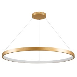 NEMESIS 61166 Μοντέρνο Κρεμαστό Φωτιστικό Οροφής LED 75W 8743lm 360° AC 220-240V IP20 Ρυθμιζόμενο Λευκό CCT με Χειριστήριο από 2700K έως 6000K Dimmable - Lumileds SMD Chip - Χρυσό Βούρτσας - Μ100 x Π100 x Υ4cm - 3 Χρόνια Εγγύηση