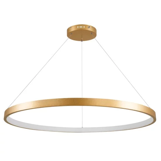 NEMESIS 61166 Μοντέρνο Κρεμαστό Φωτιστικό Οροφής LED 75W 8743lm 360° AC 220-240V IP20 Ρυθμιζόμενο Λευκό CCT με Χειριστήριο από 2700K έως 6000K Dimmable - Lumileds SMD Chip - Χρυσό Βούρτσας - Μ100 x Π100 x Υ4cm - 3 Χρόνια Εγγύηση