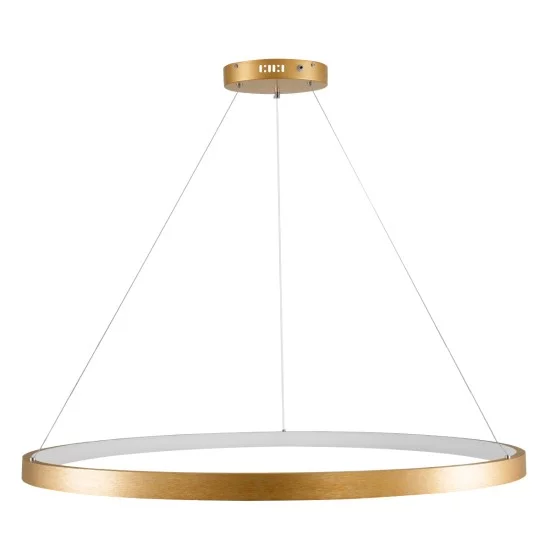 NEMESIS 61166 Μοντέρνο Κρεμαστό Φωτιστικό Οροφής LED 75W 8743lm 360° AC 220-240V IP20 Ρυθμιζόμενο Λευκό CCT με Χειριστήριο από 2700K έως 6000K Dimmable - Lumileds SMD Chip - Χρυσό Βούρτσας - Μ100 x Π100 x Υ4cm - 3 Χρόνια Εγγύηση