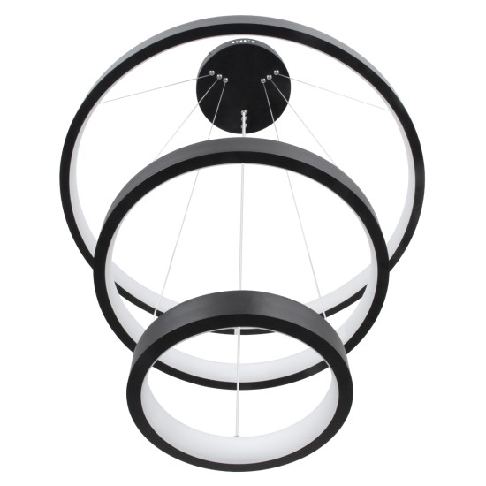 NEMESIS TRIO 61167 Μοντέρνο Κρεμαστό Φωτιστικό Οροφής LED 100W 12123lm 360° AC 220-240V IP20 Ρυθμιζόμενο Λευκό CCT με Χειριστήριο από 2700K έως 6000K Dimmable - Lumileds SMD Chip - Μαύρο Ματ - Μ60 x Π60 x Υ60cm - 3 Χρόνια Εγγύηση