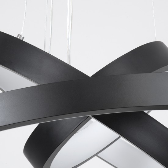 NEMESIS TRIO 61167 Μοντέρνο Κρεμαστό Φωτιστικό Οροφής LED 100W 12123lm 360° AC 220-240V IP20 Ρυθμιζόμενο Λευκό CCT με Χειριστήριο από 2700K έως 6000K Dimmable - Lumileds SMD Chip - Μαύρο Ματ - Μ60 x Π60 x Υ60cm - 3 Χρόνια Εγγύηση