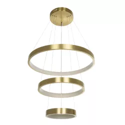 NEMESIS TRIO 61169 Μοντέρνο Κρεμαστό Φωτιστικό Οροφής LED 100W 12123lm 360° AC 220-240V IP20 Ρυθμιζόμενο Λευκό CCT με Χειριστήριο από 2700K έως 6000K Dimmable - Lumileds SMD Chip - Χρυσό Βούρτσας - Μ60 x Π60 x Υ60cm - 3 Χρόνια Εγγύηση