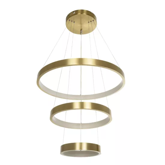 NEMESIS TRIO 61169 Μοντέρνο Κρεμαστό Φωτιστικό Οροφής LED 100W 12123lm 360° AC 220-240V IP20 Ρυθμιζόμενο Λευκό CCT με Χειριστήριο από 2700K έως 6000K Dimmable - Lumileds SMD Chip - Χρυσό Βούρτσας - Μ60 x Π60 x Υ60cm - 3 Χρόνια Εγγύηση