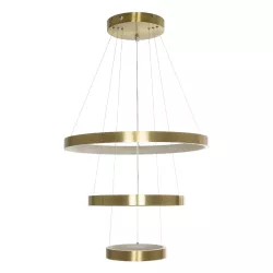 NEMESIS TRIO 61169 Μοντέρνο Κρεμαστό Φωτιστικό Οροφής LED 100W 12123lm 360° AC 220-240V IP20 Ρυθμιζόμενο Λευκό CCT με Χειριστήριο από 2700K έως 6000K Dimmable - Lumileds SMD Chip - Χρυσό Βούρτσας - Μ60 x Π60 x Υ60cm - 3 Χρόνια Εγγύηση