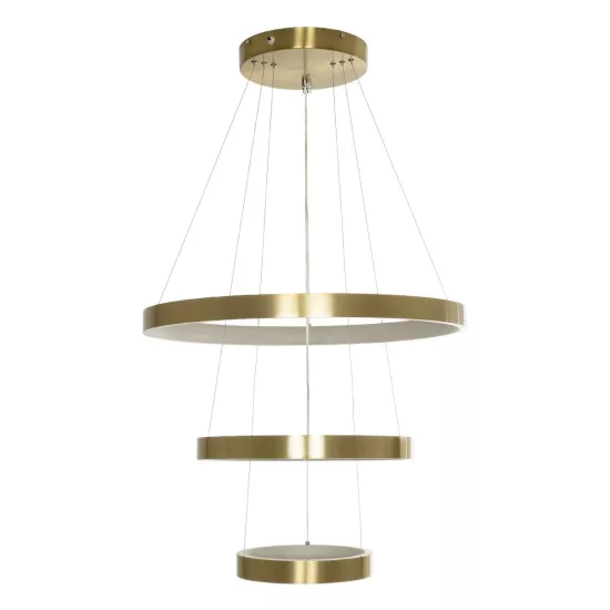 NEMESIS TRIO 61169 Μοντέρνο Κρεμαστό Φωτιστικό Οροφής LED 100W 12123lm 360° AC 220-240V IP20 Ρυθμιζόμενο Λευκό CCT με Χειριστήριο από 2700K έως 6000K Dimmable - Lumileds SMD Chip - Χρυσό Βούρτσας - Μ60 x Π60 x Υ60cm - 3 Χρόνια Εγγύηση