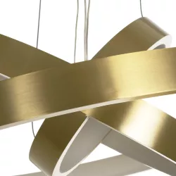 NEMESIS TRIO 61169-DECO Μοντέρνο Κρεμαστό Φωτιστικό Οροφής LED 100W 12123lm 360° AC 220-240V IP20 Ρυθμιζόμενο Λευκό CCT με Χειριστήριο από 2700K έως 6000K Dimmable - Lumileds SMD Chip - Χρυσό Βούρτσας - Μ60 x Π60 x Υ60cm - 3 Χρόνια Εγγύηση