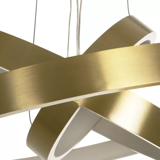 NEMESIS TRIO 61169-DECO Μοντέρνο Κρεμαστό Φωτιστικό Οροφής LED 100W 12123lm 360° AC 220-240V IP20 Ρυθμιζόμενο Λευκό CCT με Χειριστήριο από 2700K έως 6000K Dimmable - Lumileds SMD Chip - Χρυσό Βούρτσας - Μ60 x Π60 x Υ60cm - 3 Χρόνια Εγγύηση