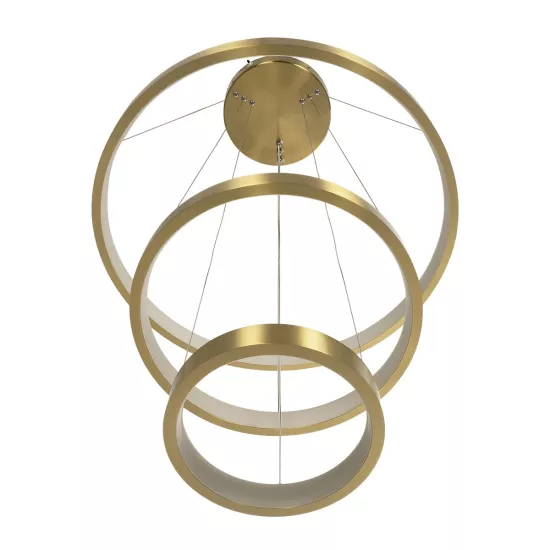 NEMESIS TRIO 61169-DECO Μοντέρνο Κρεμαστό Φωτιστικό Οροφής LED 100W 12123lm 360° AC 220-240V IP20 Ρυθμιζόμενο Λευκό CCT με Χειριστήριο από 2700K έως 6000K Dimmable - Lumileds SMD Chip - Χρυσό Βούρτσας - Μ60 x Π60 x Υ60cm - 3 Χρόνια Εγγύηση