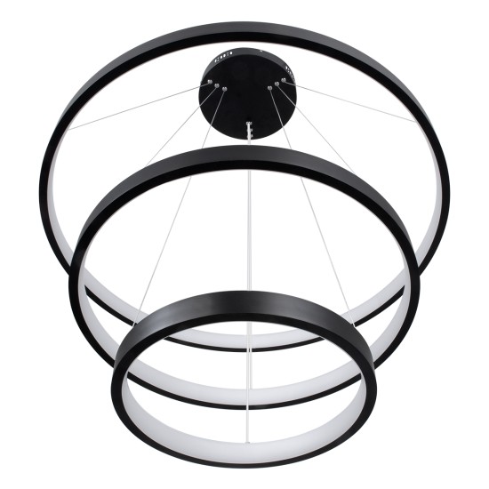 NEMESIS TRIO 61170 Μοντέρνο Κρεμαστό Φωτιστικό Οροφής LED 120W 14723lm 360° AC 220-240V IP20 Ρυθμιζόμενο Λευκό CCT με Χειριστήριο από 2700K έως 6000K Dimmable - Lumileds SMD Chip - Μαύρο Ματ - Μ80 x Π80 x Υ80cm - 3 Χρόνια Εγγύηση