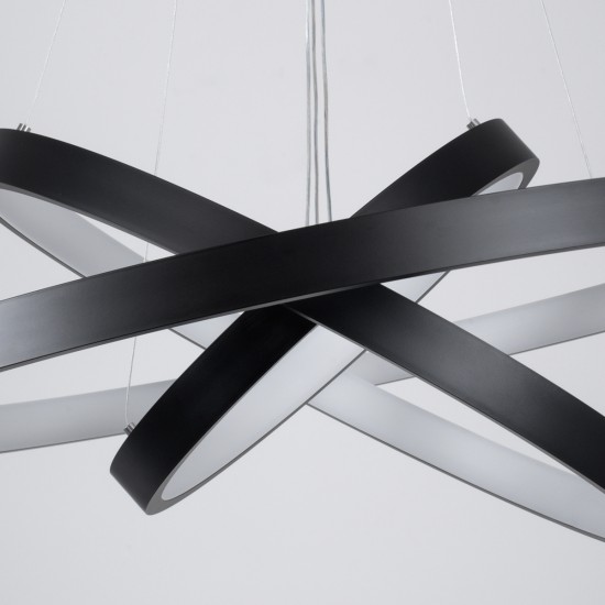 NEMESIS TRIO 61170-DECO Μοντέρνο Κρεμαστό Φωτιστικό Οροφής LED 120W 14723lm 360° AC 220-240V IP20 Ρυθμιζόμενο Λευκό CCT με Χειριστήριο από 2700K έως 6000K Dimmable - Lumileds SMD Chip - Μαύρο Ματ - Μ80 x Π80 x Υ80cm - 3 Χρόνια Εγγύηση