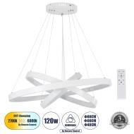 NEMESIS TRIO 61171-DECO Κρεμαστό Φωτιστικό Δαχτυλίδι-Κύκλος LED CCT 120W 14723lm 360° AC 220-240V - Εναλλαγή Φωτισμού μέσω Τηλεχειριστηρίου All In One Ψυχρό 6000k+Φυσικό 4500k+Θερμό 2700k Dimmable Φ40+60+80cm - Λευκό - 3 Years Warranty