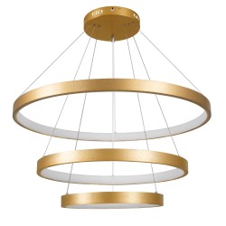 NEMESIS TRIO 61172 Μοντέρνο Κρεμαστό Φωτιστικό Οροφής LED 120W 14723lm 360° AC 220-240V IP20 Ρυθμιζόμενο Λευκό CCT με Χειριστήριο από 2700K έως 6000K Dimmable - Lumileds SMD Chip - Χρυσό Βούρτσας - Μ80 x Π80 x Υ80cm - 3 Χρόνια Εγγύηση