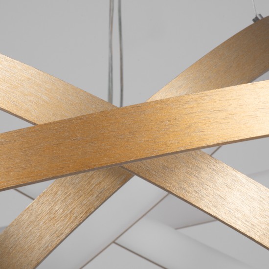 NEMESIS TRIO 61172 Μοντέρνο Κρεμαστό Φωτιστικό Οροφής LED 120W 14723lm 360° AC 220-240V IP20 Ρυθμιζόμενο Λευκό CCT με Χειριστήριο από 2700K έως 6000K Dimmable - Lumileds SMD Chip - Χρυσό Βούρτσας - Μ80 x Π80 x Υ80cm - 3 Χρόνια Εγγύηση