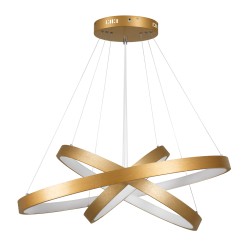 NEMESIS TRIO 61172-DECO Μοντέρνο Κρεμαστό Φωτιστικό Οροφής LED 120W 14723lm 360° AC 220-240V IP20 Ρυθμιζόμενο Λευκό CCT με Χειριστήριο από 2700K έως 6000K Dimmable - Lumileds SMD Chip - Χρυσό Βούρτσας - Μ80 x Π80 x Υ80cm - 3 Χρόνια Εγγύηση