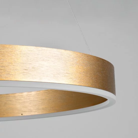 VENOM 61178 Μοντέρνο Κρεμαστό Φωτιστικό Οροφής LED 45W 5269lm 120° AC 220-240V IP20 Ρυθμιζόμενο Λευκό CCT με Χειριστήριο από 2700K έως 6000K Dimmable - Lumileds SMD Chip - Χρυσό Βούρτσας - Μ60 x Π60 x Υ6.5cm - 3 Χρόνια Εγγύηση