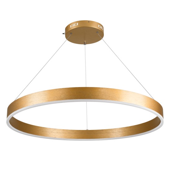 VENOM 61181 Μοντέρνο Κρεμαστό Φωτιστικό Οροφής LED 67W 7863lm 120° AC 220-240V IP20 Ρυθμιζόμενο Λευκό CCT με Χειριστήριο από 2700K έως 6000K Dimmable - Lumileds SMD Chip - Χρυσό Βούρτσας - Μ80 x Π80 x Υ6.5cm - 3 Χρόνια Εγγύηση