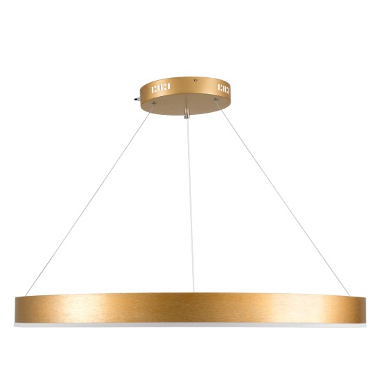 VENOM 61181 Μοντέρνο Κρεμαστό Φωτιστικό Οροφής LED 67W 7863lm 120° AC 220-240V IP20 Ρυθμιζόμενο Λευκό CCT με Χειριστήριο από 2700K έως 6000K Dimmable - Lumileds SMD Chip - Χρυσό Βούρτσας - Μ80 x Π80 x Υ6.5cm - 3 Χρόνια Εγγύηση