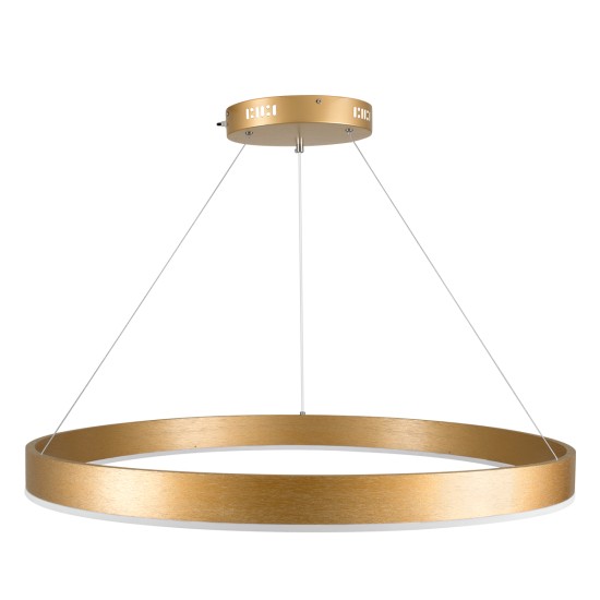 VENOM 61181 Μοντέρνο Κρεμαστό Φωτιστικό Οροφής LED 67W 7863lm 120° AC 220-240V IP20 Ρυθμιζόμενο Λευκό CCT με Χειριστήριο από 2700K έως 6000K Dimmable - Lumileds SMD Chip - Χρυσό Βούρτσας - Μ80 x Π80 x Υ6.5cm - 3 Χρόνια Εγγύηση