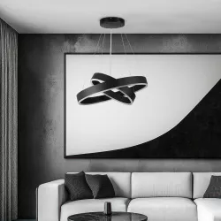 kelvo® VENOM 61185-DECO Μοντέρνο Κρεμαστό Φωτιστικό Οροφής LED 75W 8818lm 120° AC 220-240V IP20 Ρυθμιζόμενο Λευκό CCT με Χειριστήριο από 2700K έως 6000K Dimmable - Lumileds SMD Chip - Μαύρο Ματ - Μ60 x Π60 x Υ40cm - 3 Χρόνια Εγγύηση