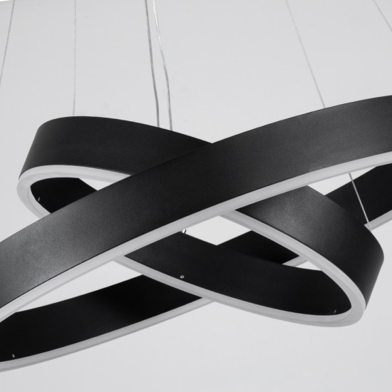 kelvo® VENOM 61185-DECO Μοντέρνο Κρεμαστό Φωτιστικό Οροφής LED 75W 8818lm 120° AC 220-240V IP20 Ρυθμιζόμενο Λευκό CCT με Χειριστήριο από 2700K έως 6000K Dimmable - Lumileds SMD Chip - Μαύρο Ματ - Μ60 x Π60 x Υ40cm - 3 Χρόνια Εγγύηση