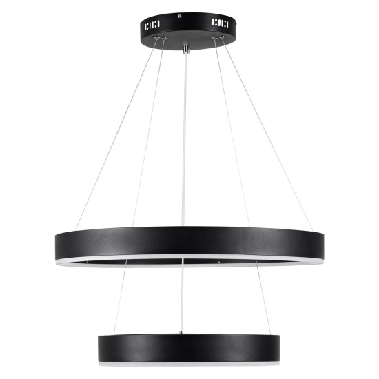 kelvo® VENOM 61185-DECO Μοντέρνο Κρεμαστό Φωτιστικό Οροφής LED 75W 8818lm 120° AC 220-240V IP20 Ρυθμιζόμενο Λευκό CCT με Χειριστήριο από 2700K έως 6000K Dimmable - Lumileds SMD Chip - Μαύρο Ματ - Μ60 x Π60 x Υ40cm - 3 Χρόνια Εγγύηση
