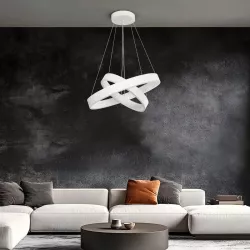 kelvo® VENOM 61186-DECO Μοντέρνο Κρεμαστό Φωτιστικό Οροφής LED 75W 8818lm 120° AC 220-240V IP20 Ρυθμιζόμενο Λευκό CCT με Χειριστήριο από 2700K έως 6000K Dimmable - Lumileds SMD Chip - Λευκό Ματ - Μ60 x Π60 x Υ40cm - 3 Χρόνια Εγγύηση