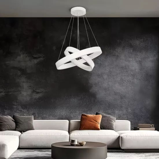 kelvo® VENOM 61186-DECO Μοντέρνο Κρεμαστό Φωτιστικό Οροφής LED 75W 8818lm 120° AC 220-240V IP20 Ρυθμιζόμενο Λευκό CCT με Χειριστήριο από 2700K έως 6000K Dimmable - Lumileds SMD Chip - Λευκό Ματ - Μ60 x Π60 x Υ40cm - 3 Χρόνια Εγγύηση