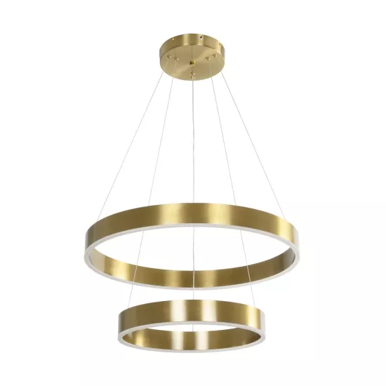 kelvo® VENOM 61187 Μοντέρνο Κρεμαστό Φωτιστικό Οροφής LED 75W 8818lm 120° AC 220-240V IP20 Ρυθμιζόμενο Λευκό CCT με Χειριστήριο από 2700K έως 6000K Dimmable - Lumileds SMD Chip - Χρυσό Βούρτσας - Μ60 x Π60 x Υ40cm - 3 Χρόνια Εγγύηση