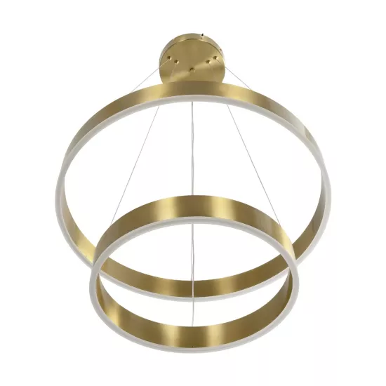 kelvo® VENOM 61187 Μοντέρνο Κρεμαστό Φωτιστικό Οροφής LED 75W 8818lm 120° AC 220-240V IP20 Ρυθμιζόμενο Λευκό CCT με Χειριστήριο από 2700K έως 6000K Dimmable - Lumileds SMD Chip - Χρυσό Βούρτσας - Μ60 x Π60 x Υ40cm - 3 Χρόνια Εγγύηση