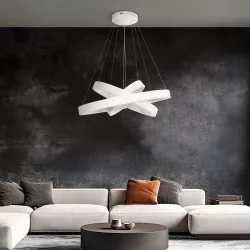 kelvo® VENOM 61189-DECO Μοντέρνο Κρεμαστό Φωτιστικό Οροφής LED 120W 14158lm 120° AC 220-240V IP20 Ρυθμιζόμενο Λευκό CCT με Χειριστήριο από 2700K έως 6000K Dimmable - Lumileds SMD Chip - Λευκό Ματ - Μ80 x Π80 x Υ60cm - 3 Χρόνια Εγγύηση