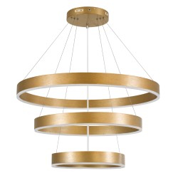 kelvo® VENOM 61190 Μοντέρνο Κρεμαστό Φωτιστικό Οροφής LED 120W 14158lm 120° AC 220-240V IP20 Ρυθμιζόμενο Λευκό CCT με Χειριστήριο από 2700K έως 6000K Dimmable - Lumileds SMD Chip - Χρυσό Βούρτσας - Μ80 x Π80 x Υ60cm - 3 Χρόνια Εγγύηση