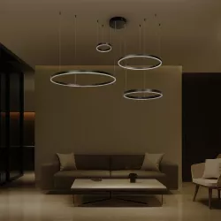 kelvo® VENOM 61191 Μοντέρνο Κρεμαστό Φωτιστικό Οροφής LED 150W 17659lm 120° AC 220-240V IP20 Ρυθμιζόμενο Λευκό CCT με Χειριστήριο από 2700K έως 6000K Dimmable - Lumileds SMD Chip - Μαύρο Ματ - Μ150 x Π90 x Υ60cm - 3 Χρόνια Εγγύηση