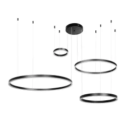 kelvo® VENOM 61191 Μοντέρνο Κρεμαστό Φωτιστικό Οροφής LED 150W 17659lm 120° AC 220-240V IP20 Ρυθμιζόμενο Λευκό CCT με Χειριστήριο από 2700K έως 6000K Dimmable - Lumileds SMD Chip - Μαύρο Ματ - Μ150 x Π90 x Υ60cm - 3 Χρόνια Εγγύηση