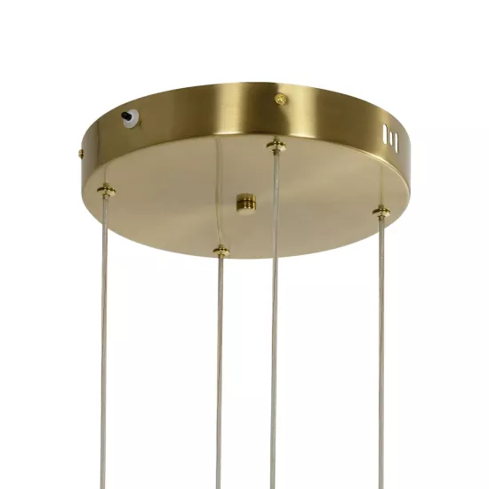 kelvo® VENOM 61193 Μοντέρνο Κρεμαστό Φωτιστικό Οροφής LED 150W 17659lm 120° AC 220-240V IP20 Ρυθμιζόμενο Λευκό CCT με Χειριστήριο από 2700K έως 6000K Dimmable - Lumileds SMD Chip - Χρυσό Βούρτσας - Μ150 x Π90 x Υ60cm - 3 Χρόνια Εγγύηση