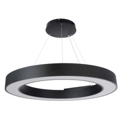 RA 61196 Μοντέρνο Κρεμαστό Φωτιστικό Οροφής LED 75W 8250lm 120° AC 220-240V IP20 Ρυθμιζόμενο Λευκό CCT με Χειριστήριο από 2700K έως 6000K Dimmable - Lumileds SMD Chip - Μαύρο Ματ - Μ80 x Π80 x Υ8cm - 3 Χρόνια Εγγύηση