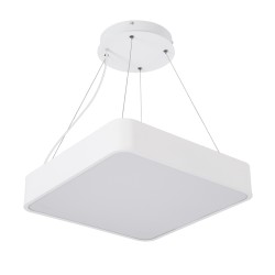 KAMALA 61207 Μοντέρνο Κρεμαστό Φωτιστικό Οροφής LED 67W 7370lm 120° AC 220-240V IP20 Ρυθμιζόμενο Λευκό CCT με Χειριστήριο από 2700K έως 6000K Dimmable - Lumileds SMD Chip - Λευκό Ματ - Μ40 x Π40 x Υ8cm - 3 Χρόνια Εγγύηση
