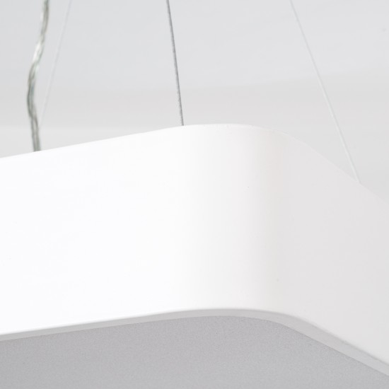 KAMALA 61207 Μοντέρνο Κρεμαστό Φωτιστικό Οροφής LED 67W 7370lm 120° AC 220-240V IP20 Ρυθμιζόμενο Λευκό CCT με Χειριστήριο από 2700K έως 6000K Dimmable - Lumileds SMD Chip - Λευκό Ματ - Μ40 x Π40 x Υ8cm - 3 Χρόνια Εγγύηση