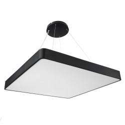 KAMALA 61210-P Μοντέρνο Κρεμαστό Φωτιστικό Οροφής LED 100W 11020lm 120° AC 220-240V IP20 Ρυθμιζόμενο Λευκό CCT με Χειριστήριο από 2700K έως 6000K Dimmable - Lumileds SMD Chip - Μαύρο Ματ - Μ80 x Π80 x Υ8cm - 3 Χρόνια Εγγύηση