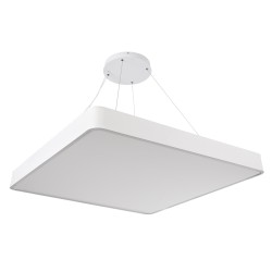 KAMALA 61211-P Μοντέρνο Κρεμαστό Φωτιστικό Οροφής LED 100W 11020lm 120° AC 220-240V IP20 Ρυθμιζόμενο Λευκό CCT με Χειριστήριο από 2700K έως 6000K Dimmable - Lumileds SMD Chip - Λευκό Ματ - Μ80 x Π80 x Υ8cm - 3 Χρόνια Εγγύηση