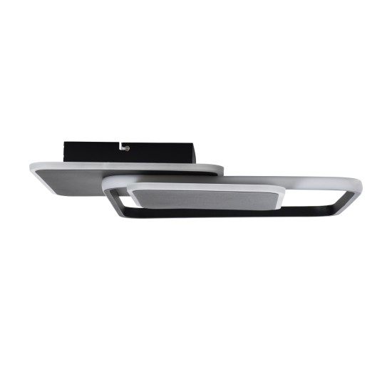 SQUARO 61231 Μοντέρνο Φωτιστικό Οροφής LED 75W 8400lm 360° AC 220-240V IP20 Ρυθμιζόμενο Λευκό CCT με Χειριστήριο από 2700K έως 6000K Dimmable - Lumileds SMD Chip - Μαύρο Ματ - Μ48.5 x Π51 x Υ9cm - 3 Χρόνια Εγγύηση