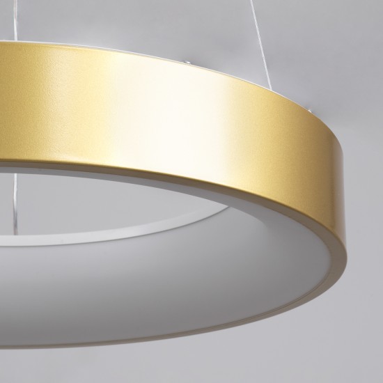 SALEM 61243 Μοντέρνο Κρεμαστό Φωτιστικό Οροφής LED 75W 8625lm 120° AC 220-240V IP20 Ρυθμιζόμενο Λευκό CCT με Χειριστήριο από 2700K έως 6000K Dimmable - Lumileds SMD Chip - Χρυσό - Μ45 x Π45 x Υ7cm - 3 Χρόνια Εγγύηση