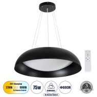 ANATOLIA 61269 Κρεμαστή Πλαφονιέρα Οροφής LED CCT 75W 8625lm 120° AC 220-240V - Εναλλαγή Φωτισμού μέσω Τηλεχειριστηρίου All In One Ψυχρό 6000k+Φυσικό 4500k+Θερμό 2700k Dimmable Φ60cm - Μαύρο - 3 Years Warranty