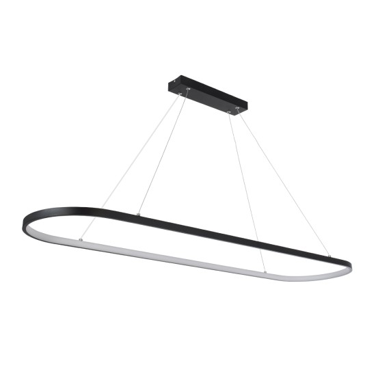 BOLIVAR 61271 Μοντέρνο Κρεμαστό Φωτιστικό Οροφής LED 54W 6210lm 360° AC 220-240V IP20 Ρυθμιζόμενο Λευκό CCT με Χειριστήριο από 2700K έως 6000K Dimmable - Lumileds SMD Chip - Μαύρο Ματ - Μ120 x Π30 x Υ2cm - 3 Χρόνια Εγγύηση