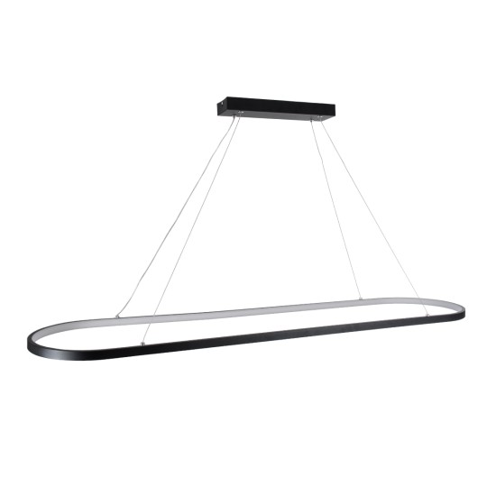 BOLIVAR 61271 Μοντέρνο Κρεμαστό Φωτιστικό Οροφής LED 54W 6210lm 360° AC 220-240V IP20 Ρυθμιζόμενο Λευκό CCT με Χειριστήριο από 2700K έως 6000K Dimmable - Lumileds SMD Chip - Μαύρο Ματ - Μ120 x Π30 x Υ2cm - 3 Χρόνια Εγγύηση