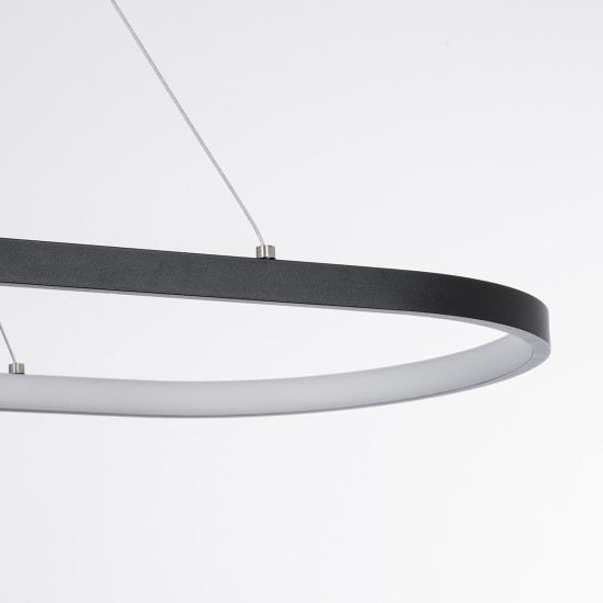 BOLIVAR 61271 Μοντέρνο Κρεμαστό Φωτιστικό Οροφής LED 54W 6210lm 360° AC 220-240V IP20 Ρυθμιζόμενο Λευκό CCT με Χειριστήριο από 2700K έως 6000K Dimmable - Lumileds SMD Chip - Μαύρο Ματ - Μ120 x Π30 x Υ2cm - 3 Χρόνια Εγγύηση