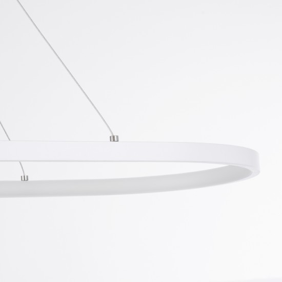 BOLIVAR 61272 Μοντέρνο Κρεμαστό Φωτιστικό Οροφής LED 54W 6210lm 360° AC 220-240V IP20 Ρυθμιζόμενο Λευκό CCT με Χειριστήριο από 2700K έως 6000K Dimmable - Lumileds SMD Chip - Λευκό Ματ - Μ120 x Π30 x Υ2cm - 3 Χρόνια Εγγύηση