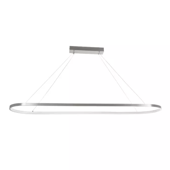 BOLIVAR 61273 Μοντέρνο Κρεμαστό Φωτιστικό Οροφής LED 54W 6210lm 360° AC 220-240V IP20 Ρυθμιζόμενο Λευκό CCT με Χειριστήριο από 2700K έως 6000K Dimmable - Lumileds SMD Chip - Νίκελ Βούρτσας - Μ120 x Π30 x Υ2cm - 3 Χρόνια Εγγύηση